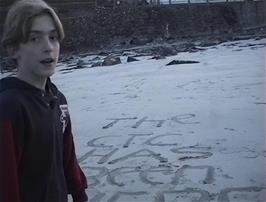 Matthew leaves a permanent reminder on the beach that the CTC came to Coverack today